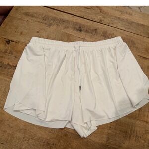 No Comment Plus White Active Drawstring Shorts Plus Size 2X